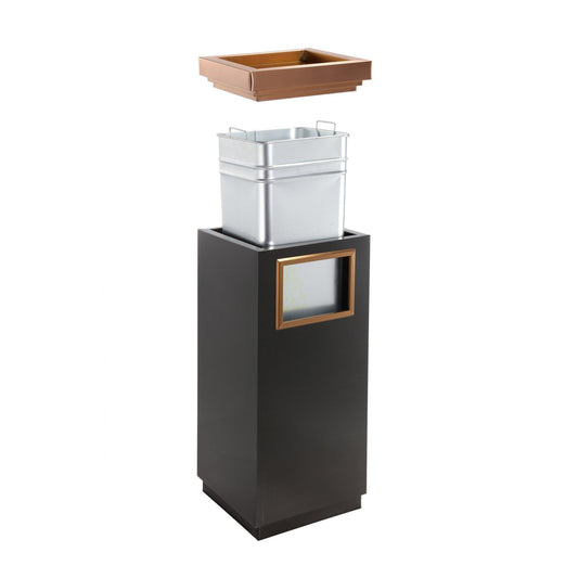 Beamnova 15 Gallon Black with Gold Frame Stainless Steel Trash Can with Ashtray for Elevator Escalator Entrance - Beamnovaus.com