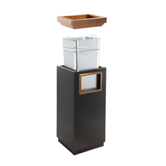 Beamnova 15 Gallon Black with Gold Frame Stainless Steel Trash Can with Ashtray for Elevator Escalator Entrance - Beamnovaus.com