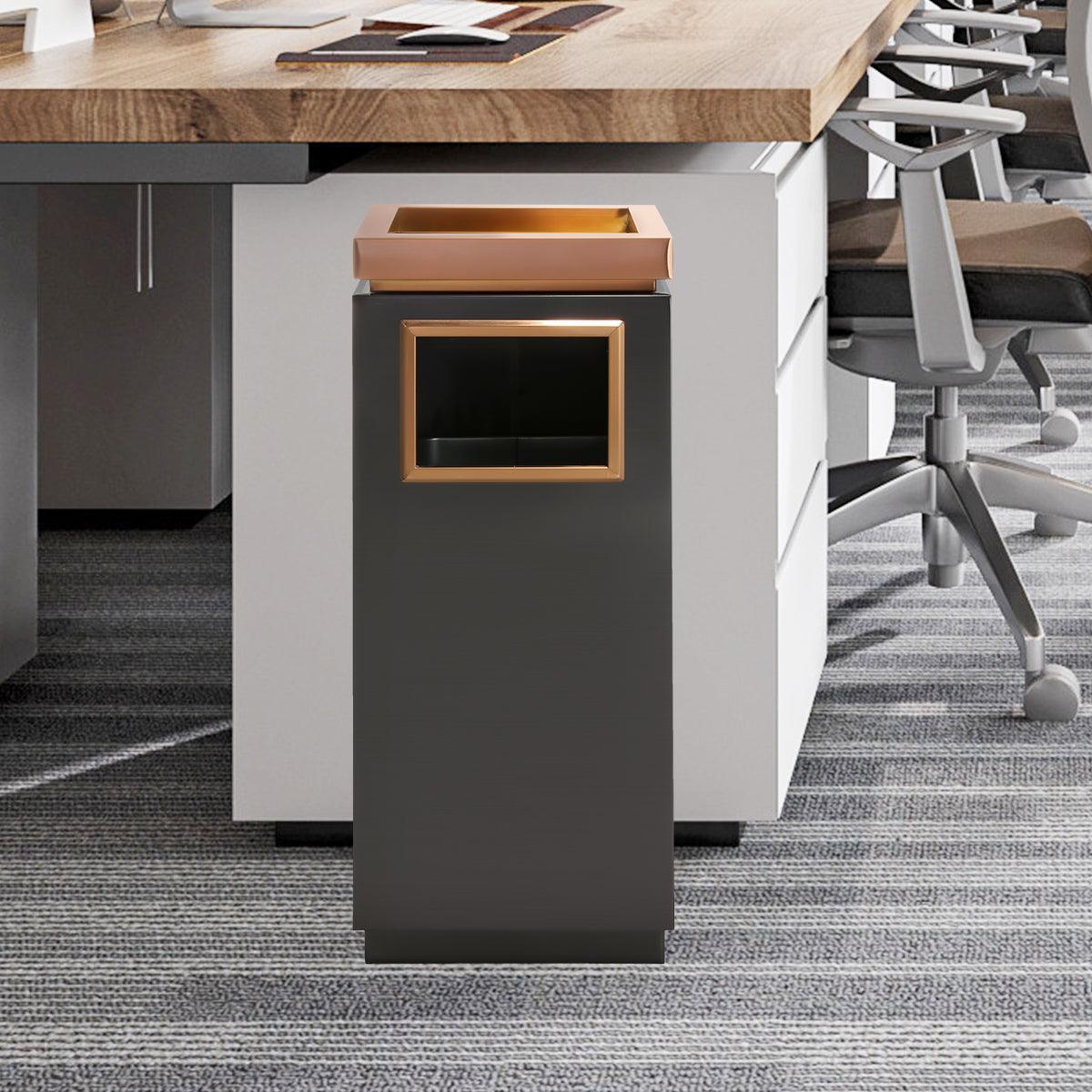 Beamnova 15 Gallon Black with Gold Frame Stainless Steel Office Trash Can with Ashtray - Beamnovaus.com
