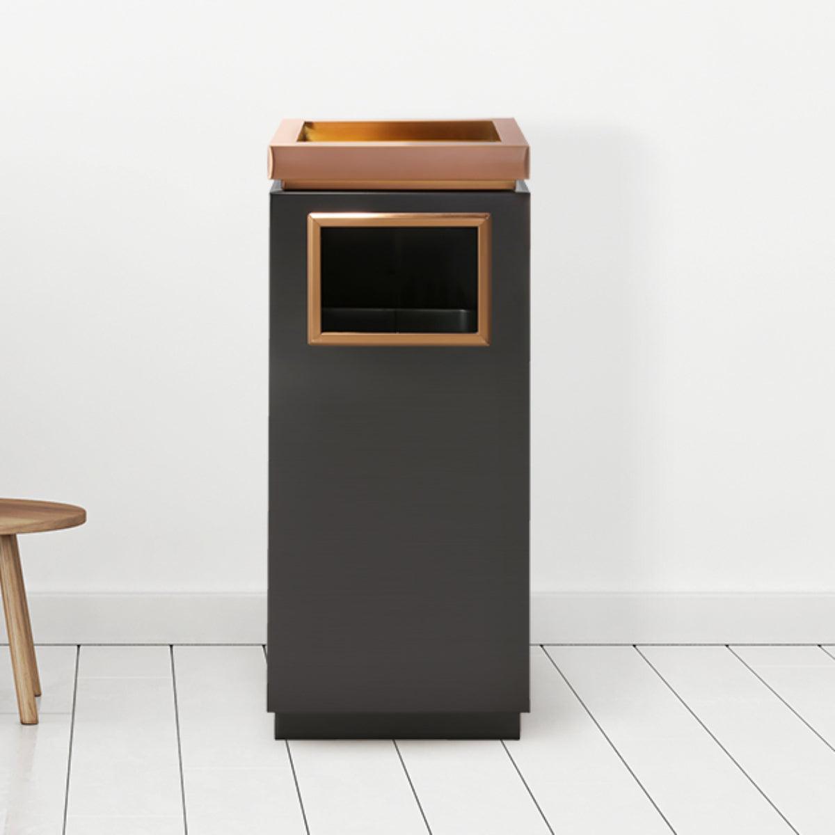Beamnova 15 Gallon Black with Gold Frame Stainless Steel Office Trash Can with Ashtray - Beamnovaus.com