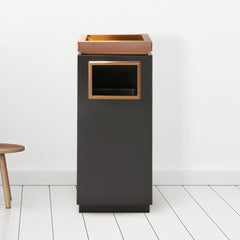 Beamnova 15 Gallon Black with Gold Frame Stainless Steel Office Trash Can with Ashtray - Beamnovaus.com