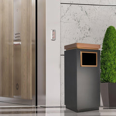 Beamnova 15 Gallon Black with Gold Frame Stainless Steel Trash Can with Ashtray for Elevator Escalator Entrance - Beamnovaus.com