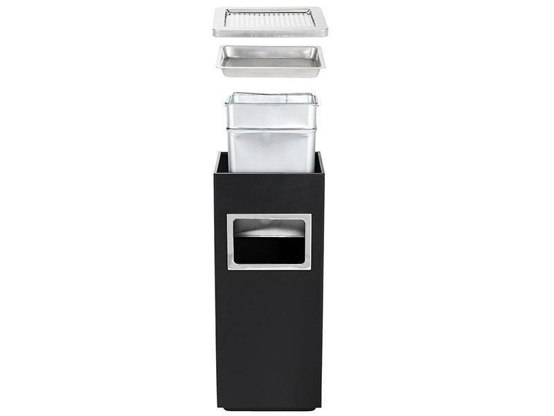 Beamnova 10 Gallon Black with Silver Frame Stainless Steel Trash Can with Ashtray for Couryard Corridor - Beamnovaus.com