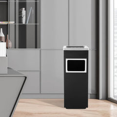 Beamnova 10 Gallon Black with Silver Frame Stainless Steel Office Trash Can with Ashtray - Beamnovaus.com