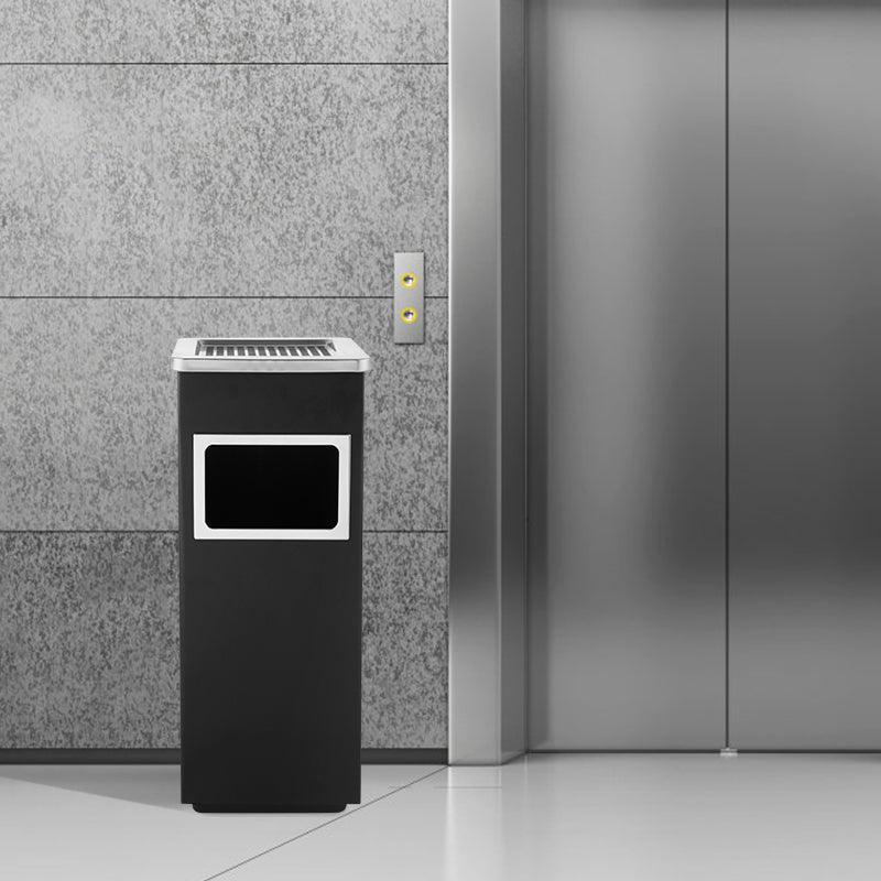 Beamnova 10 Gallon Black with Silver Frame Stainless Steel Trash Can with Ashtray for Elevator Escalator Entrance - Beamnovaus.com