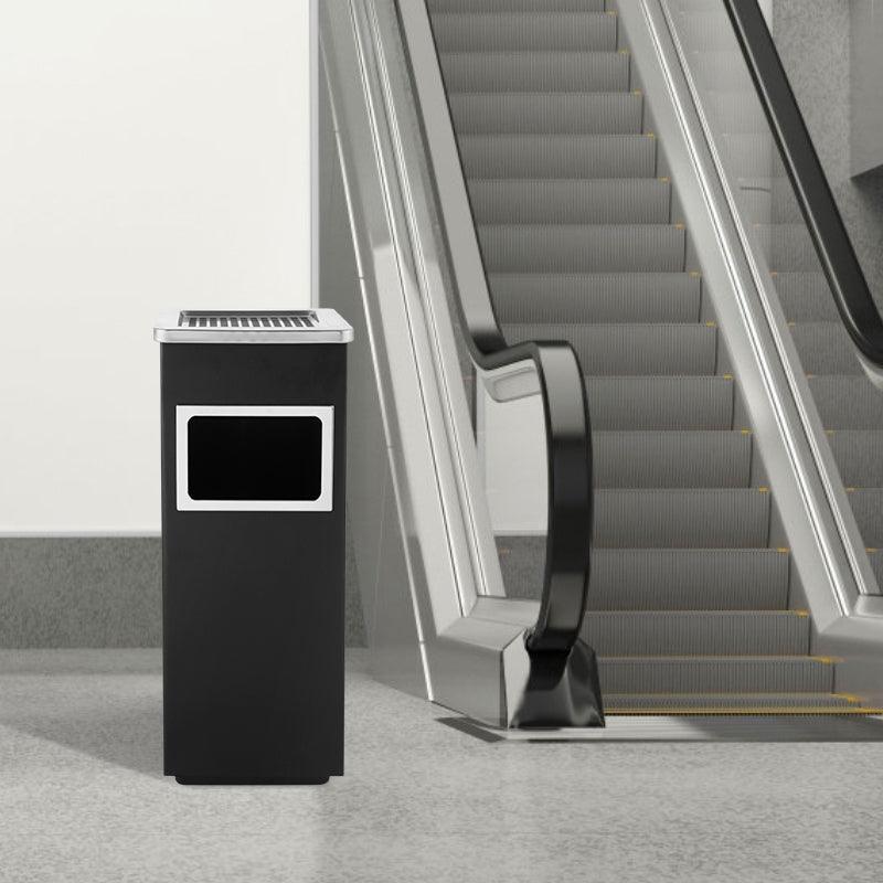 Beamnova 10 Gallon Black with Silver Frame Stainless Steel Trash Can with Ashtray for Elevator Escalator Entrance - Beamnovaus.com