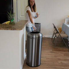 Beamnova 90L/24 Gallon Blackened Round Stainless Steel Kitchen Trash Can Open Top - Beamnovaus.com