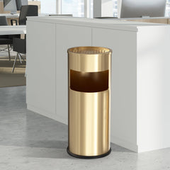 Beamnova Gold Trash Can Round Stainless Steel Commercial Waste Container with Lid and Removable Inner Bucket - Beamnovaus.com