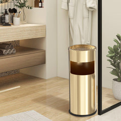 Beamnova 3 Gallon Gold Stainless Steel Round Small Bathroom Trash Can with Lid - Beamnovaus.com
