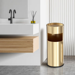 Beamnova 3 Gallon Gold Stainless Steel Round Small Bathroom Trash Can with Lid - Beamnovaus.com