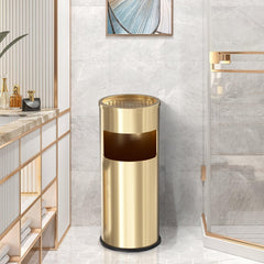 Beamnova 3 Gallon Gold Stainless Steel Round Small Bathroom Trash Can with Lid - Beamnovaus.com