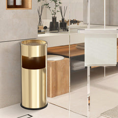 Beamnova 3 Gallon Gold Stainless Steel Round Small Bathroom Trash Can with Lid - Beamnovaus.com