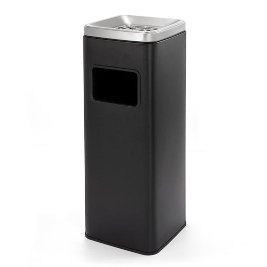 Beamnova 11 Gallon Black with Silver Lid Stainless Steel Trash Can with Ashtray for Elevator Escalator Entrance - Beamnovaus.com
