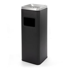 Beamnova 11 Gallon Black with Silver Lid Stainless Steel Trash Can with Ashtray for Elevator Escalator Entrance - Beamnovaus.com