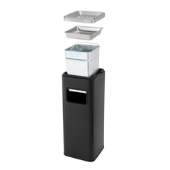 Beamnova 11 Gallon Black with Silver Lid Stainless Steel Trash Can with Ashtray for Elevator Escalator Entrance - Beamnovaus.com