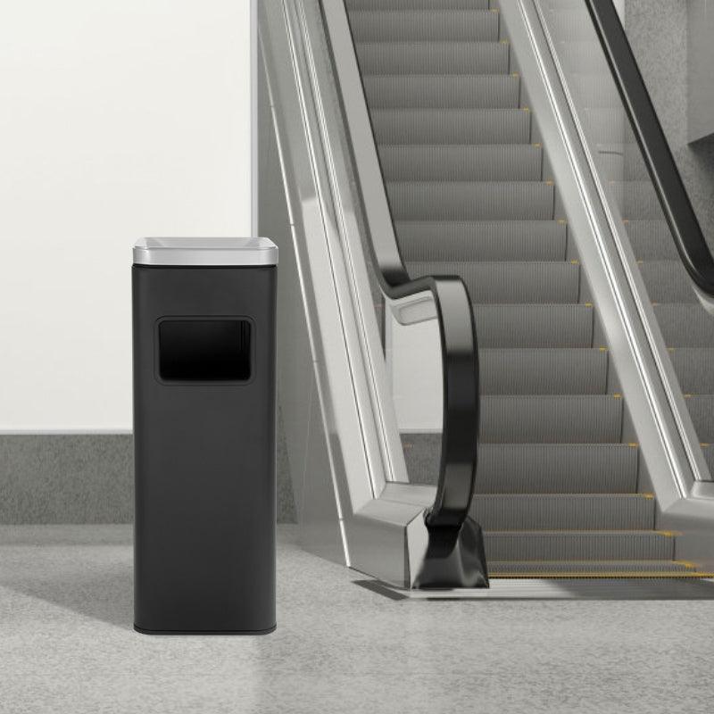 Beamnova 11 Gallon Black with Silver Lid Stainless Steel Trash Can with Ashtray for Elevator Escalator Entrance - Beamnovaus.com