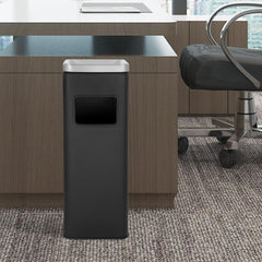 Beamnova 11 Gallon Black with Silver Lid Stainless Steel Office Trash Can with Ashtray - Beamnovaus.com