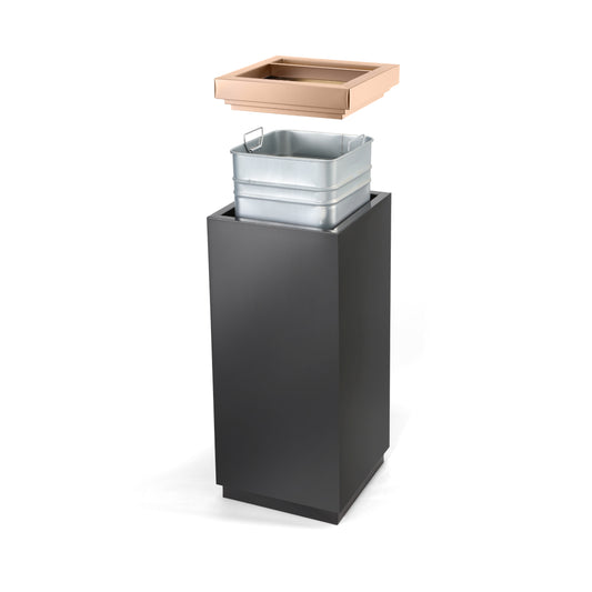 10 Gallon Black with Gold Frame Stainless Steel Trash Can with Ashtray