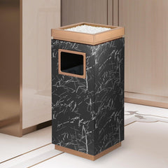 Beamnova 15 Gallon Black Marbling Stainless Steel Commercial Trash Can with Ashtray Large Garbage Enclosure with Lid - Beamnovaus.com