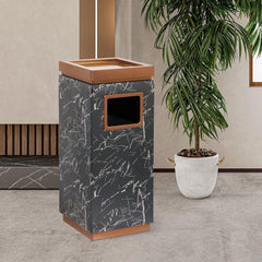 Beamnova 15 Gallon Black Marbling Stainless Steel Commercial Trash Can with Ashtray Large Garbage Enclosure with Lid - Beamnovaus.com