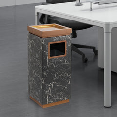 Beamnova 15 Gallon Black Marbling Stainless Steel Commercial Trash Can with Ashtray Large Garbage Enclosure with Lid - Beamnovaus.com