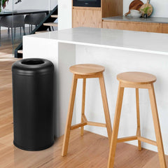 Beamnova 90L/24 Gallon Matte Black Round Stainless Steel Kitchen Trash Can Open Top Commercial Indoor Waste Bin - Beamnovaus.com