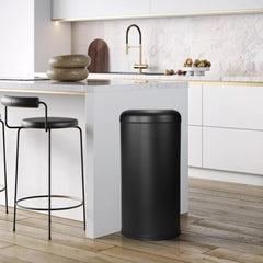 Beamnova 90L/24 Gallon Matte Black Round Stainless Steel Kitchen Trash Can Open Top Commercial Indoor Waste Bin - Beamnovaus.com