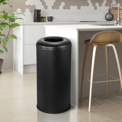 Beamnova 90L/24 Gallon Matte Black Round Stainless Steel Kitchen Trash Can Open Top Commercial Indoor Waste Bin - Beamnovaus.com