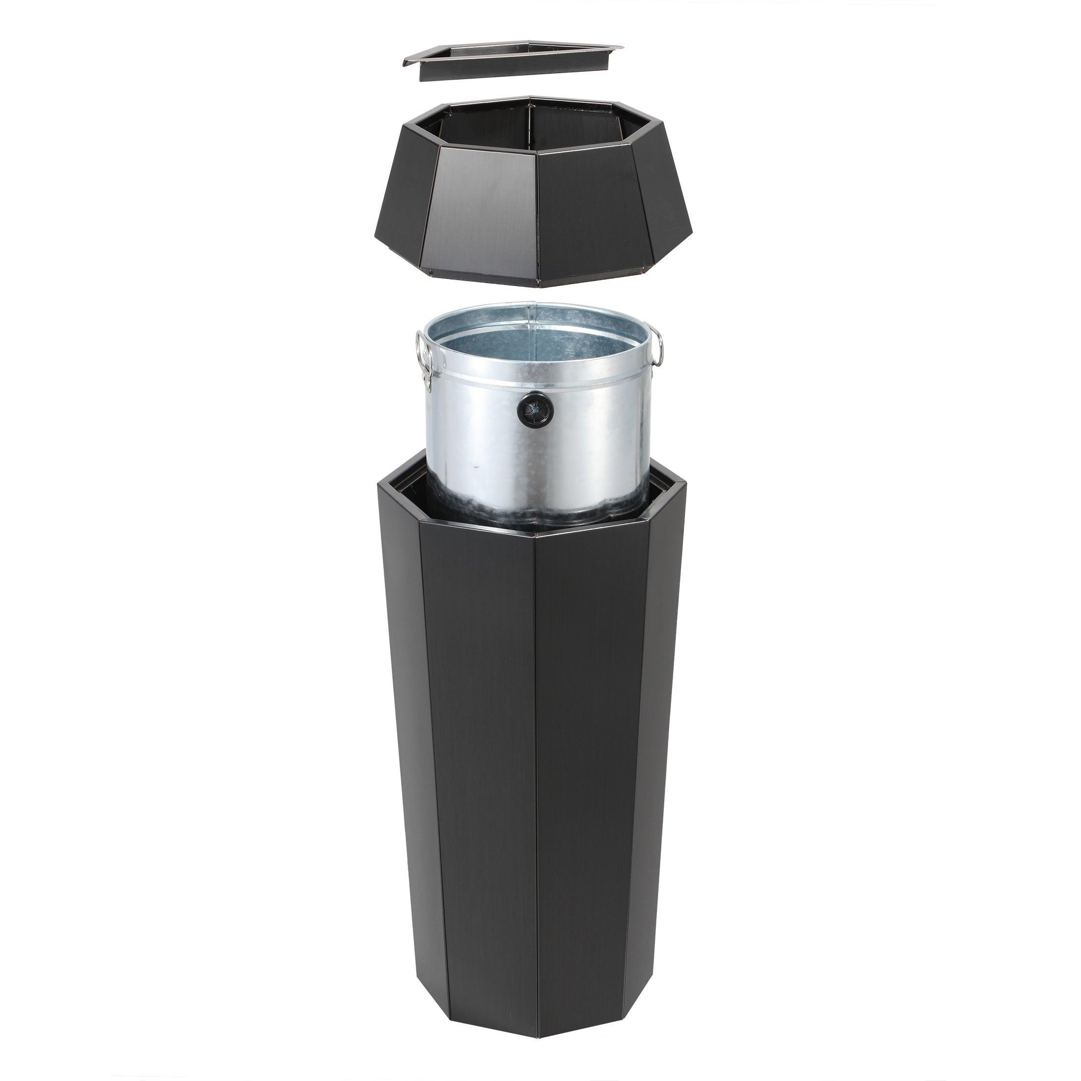 Beamnova 13 Gallon Black Diamond Style Stainless Steel Trash Can with Ashtray for Elevator Escalator Enterance - Beamnovaus.com