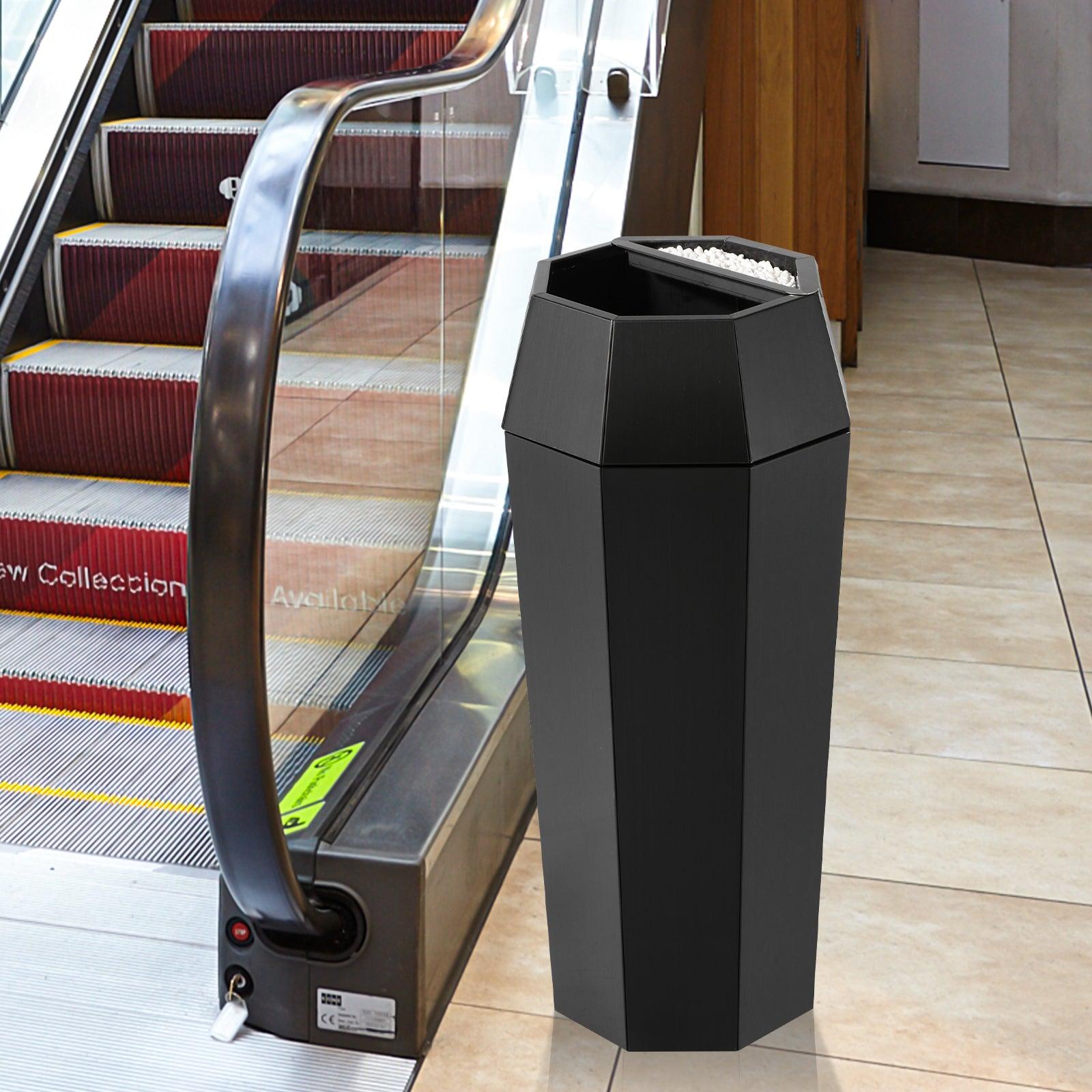 Beamnova 13 Gallon Black Diamond Style Stainless Steel Trash Can with Ashtray for Elevator Escalator Enterance - Beamnovaus.com