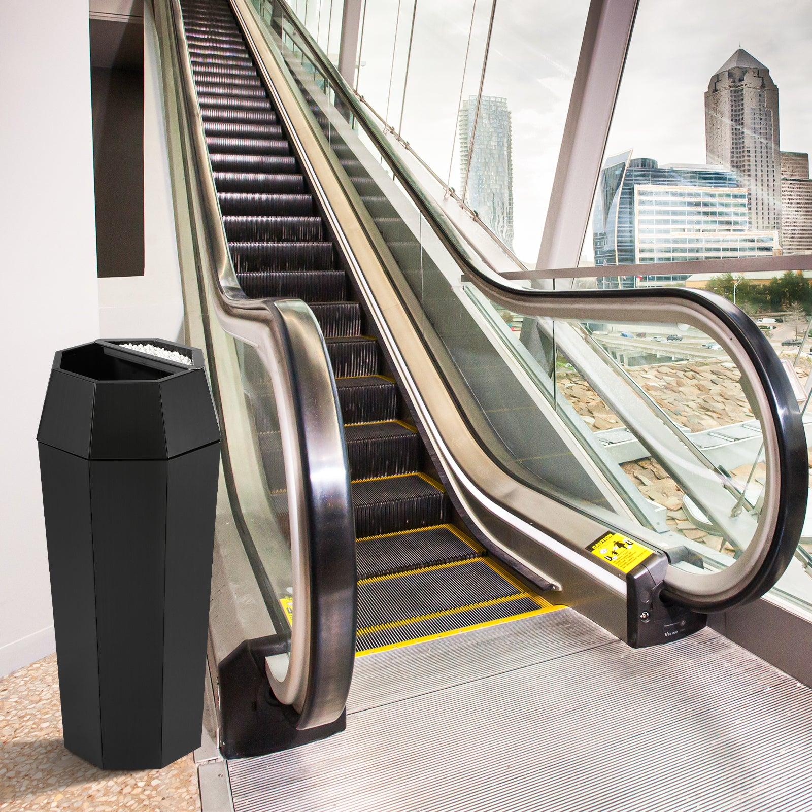 Beamnova 13 Gallon Black Diamond Style Stainless Steel Trash Can with Ashtray for Elevator Escalator Enterance - Beamnovaus.com