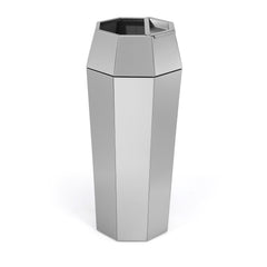 6.5 Gallon Metallic Silver Diamond Style Stainless Steel Trash Can with Ashtray