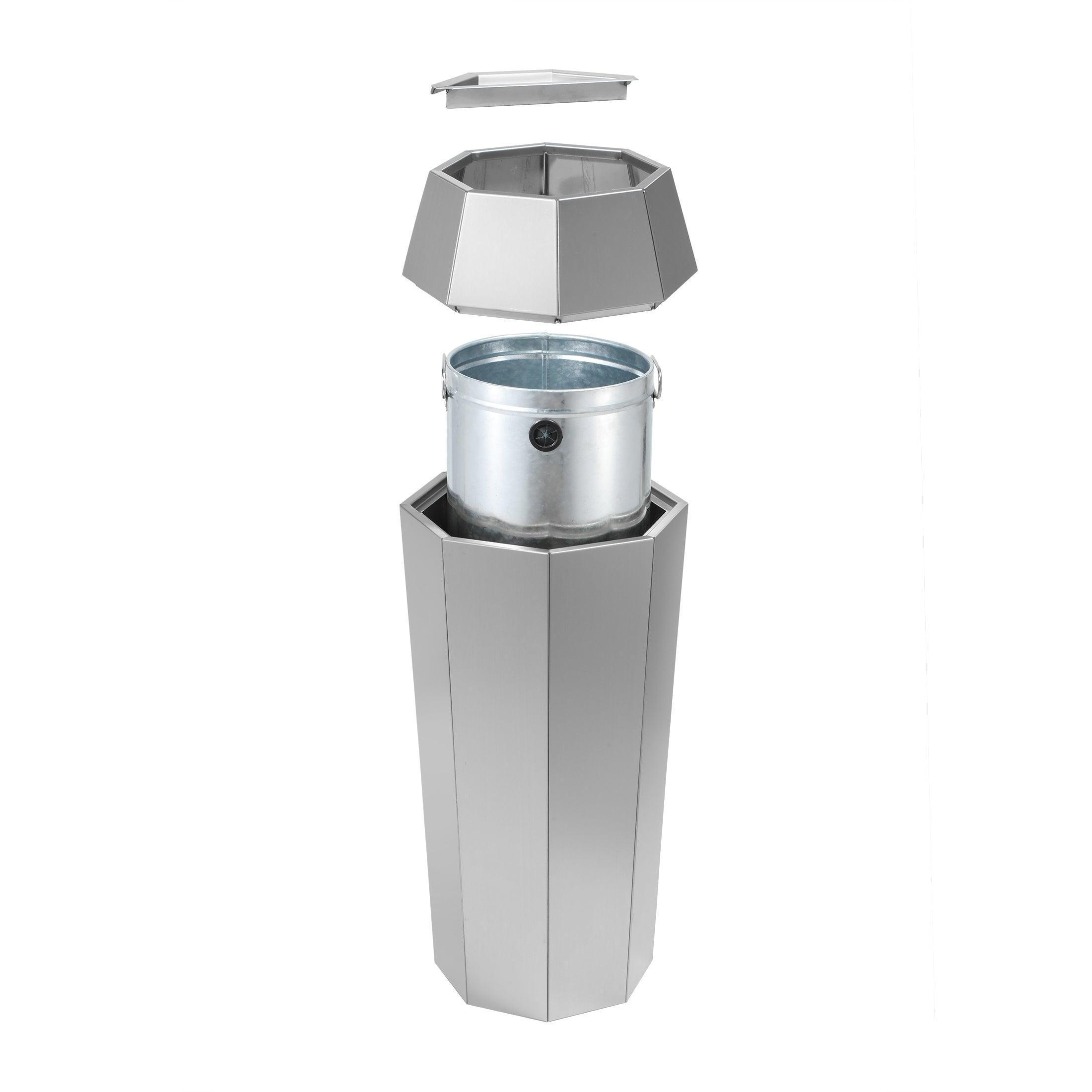 Beamnova 13 Gallon Metallic Silver Diamond Style Stainless Steel Trash Can with Ashtray for Elevator Escalator Area - Beamnovaus.com