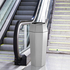 Beamnova 13 Gallon Metallic Silver Diamond Style Stainless Steel Trash Can with Ashtray for Elevator Escalator Area - Beamnovaus.com