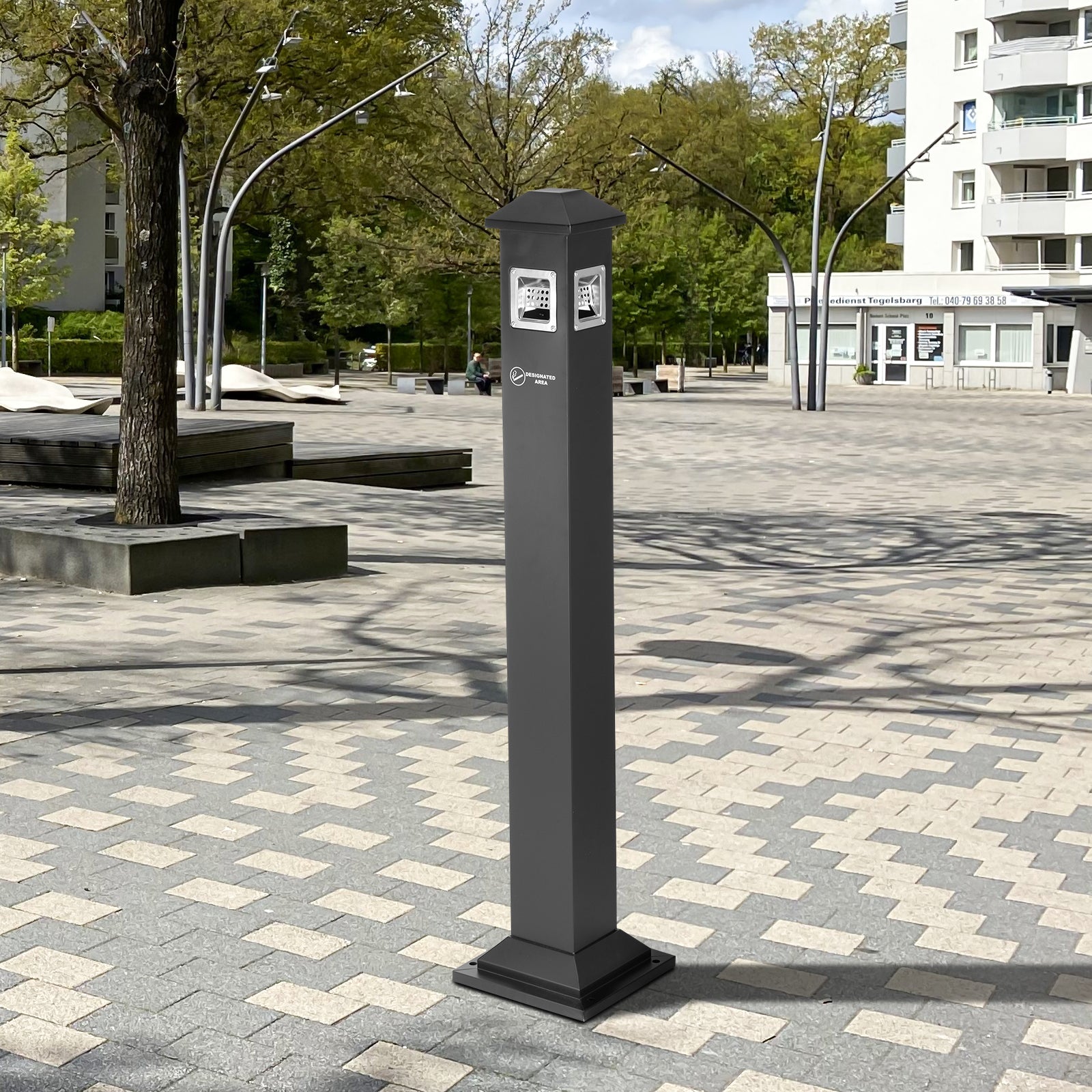 black-commercial-ashtray-for-outdoor-use