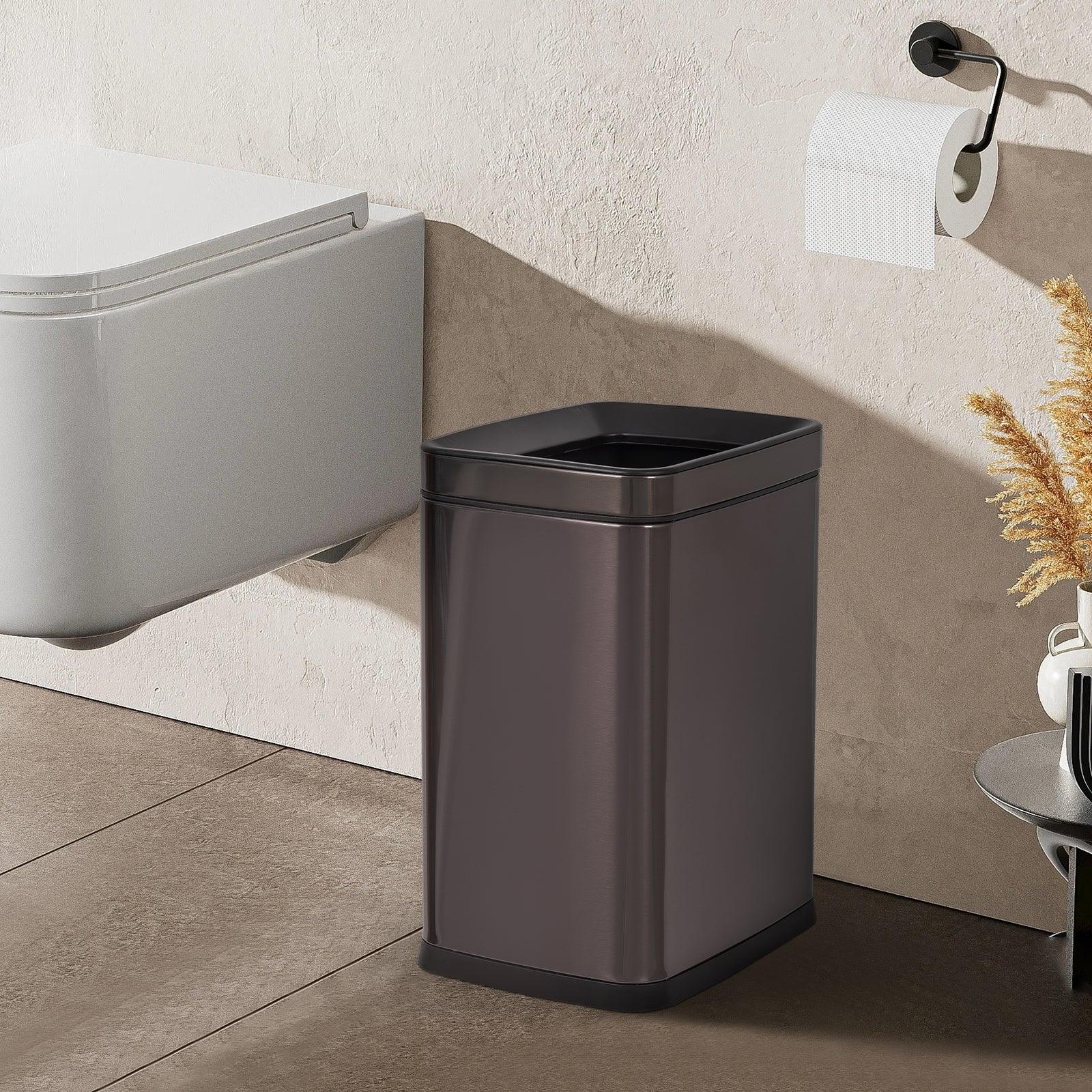 Beamnova 2.6 Gallon Stainless Steel Small Bathroom Trash Can 10L Square Open Can - Beamnovaus.com