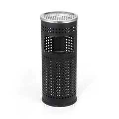 3 Gallon Black Cutout Stainless Steel Office Trash Can with Ashtray