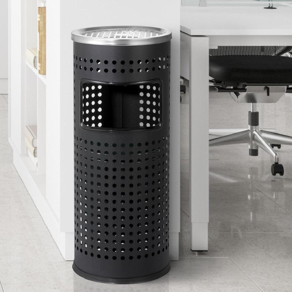Beamnova 12 Gallon Black Cutout Stainless Steel Office Trash Can with Ashtray - Beamnovaus.com