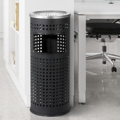 Beamnova 12 Gallon Black Cutout Stainless Steel Office Trash Can with Ashtray - Beamnovaus.com