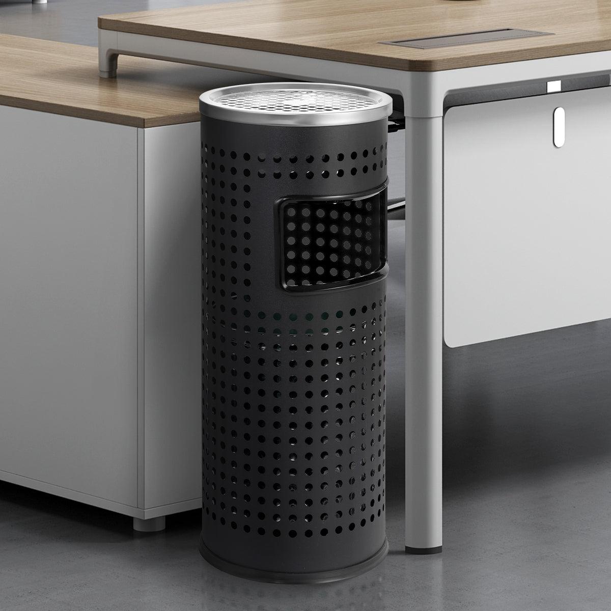 Beamnova 12 Gallon Black Cutout Stainless Steel Office Trash Can with Ashtray - Beamnovaus.com