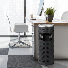 Beamnova 12 Gallon Black Cutout Stainless Steel Office Trash Can with Ashtray - Beamnovaus.com