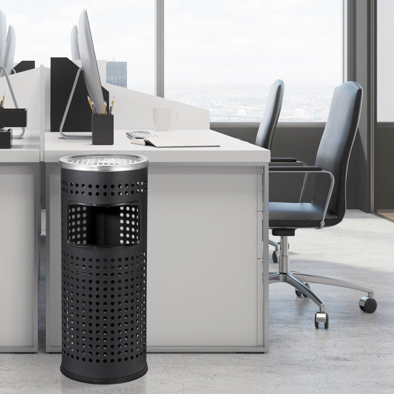 Beamnova 12 Gallon Black Cutout Stainless Steel Office Trash Can with Ashtray - Beamnovaus.com