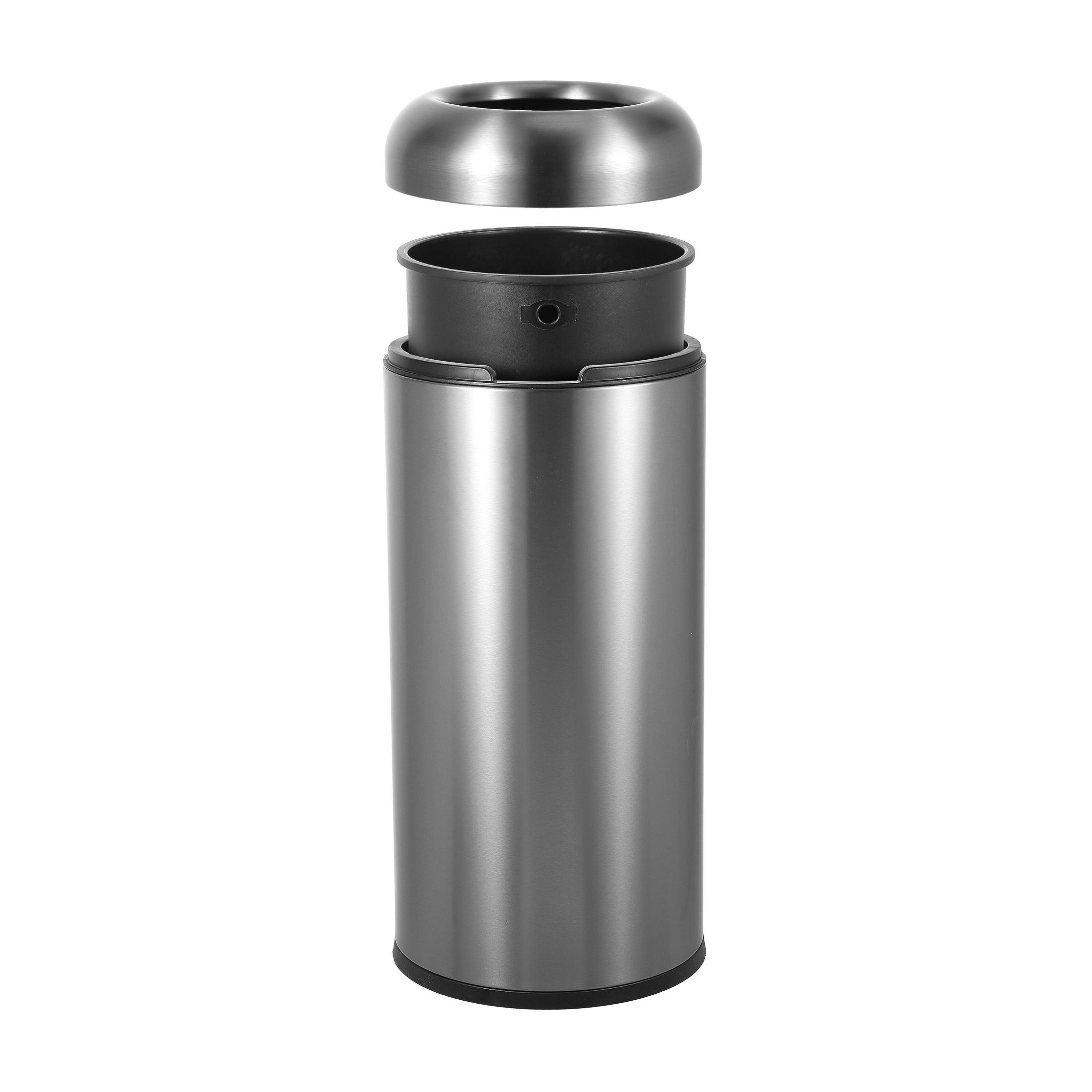 Beamnova 90L/24 Gallon Gunmetal Gray Metallic Round Stainless Steel Trash Can Open Top for Restaurant Bar Counter - Beamnovaus.com