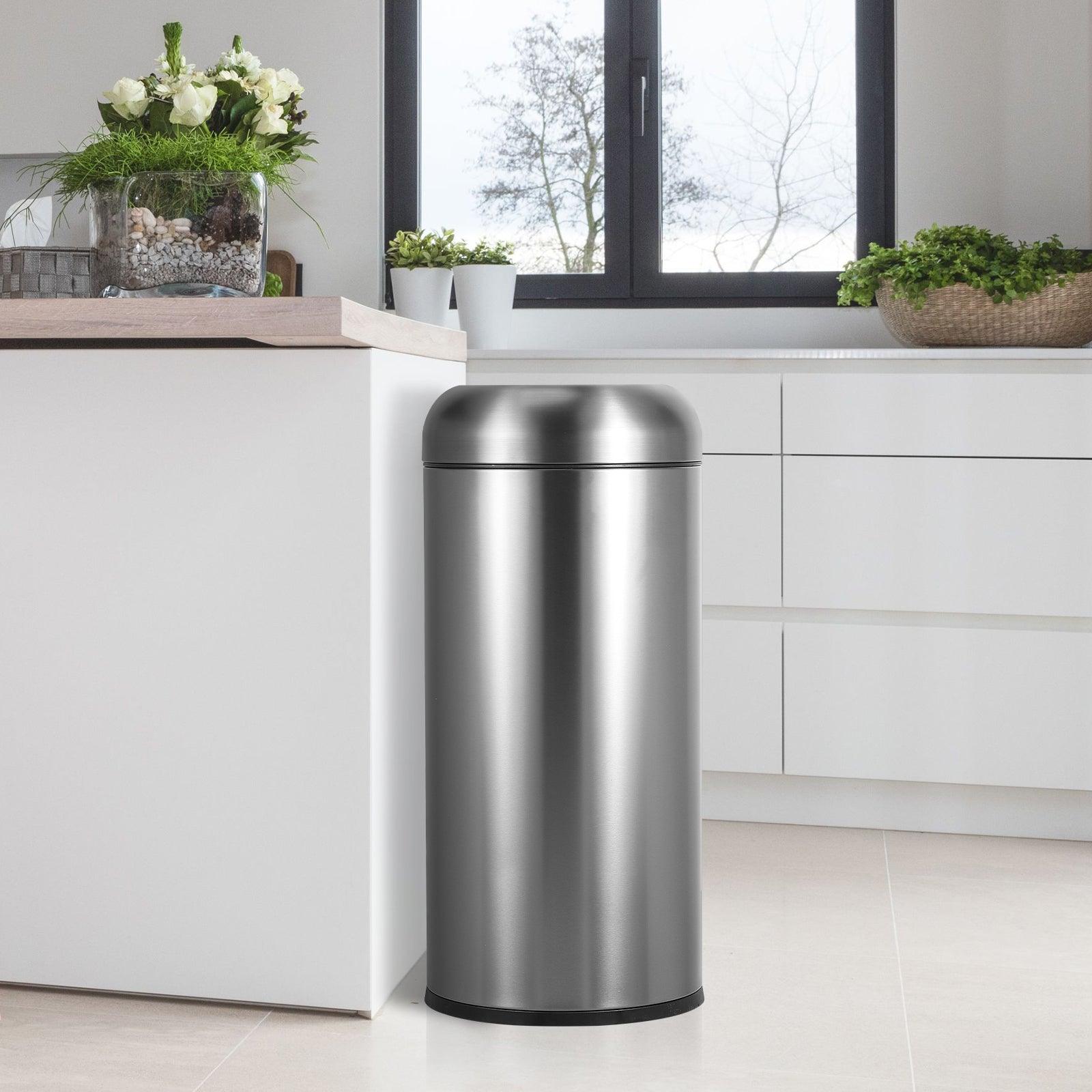 Beamnova 90L/24 Gallon Gunmetal Gray Metallic Round Stainless Steel Kitchen Trash Can Open Top - Beamnovaus.com