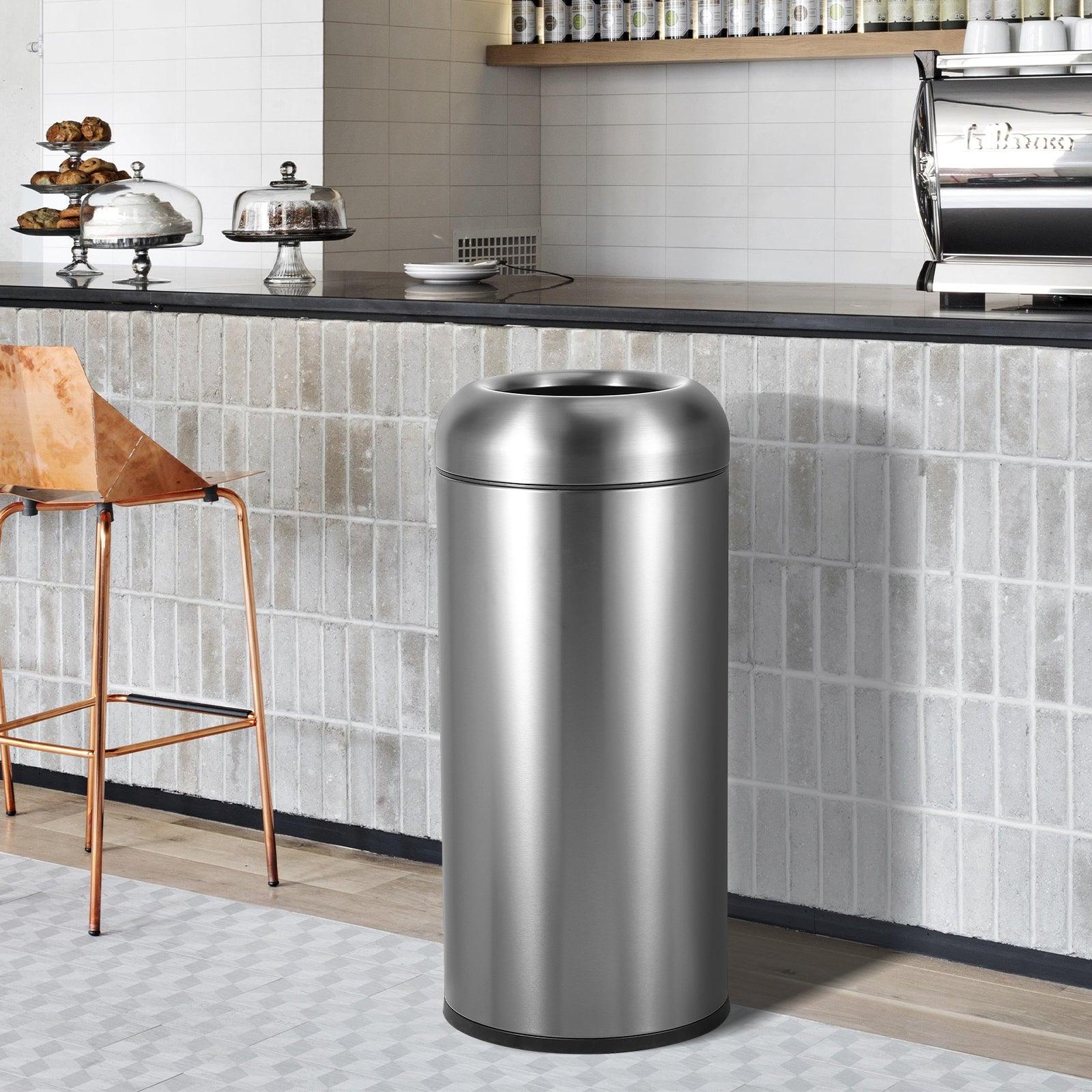 Beamnova 90L/24 Gallon Gunmetal Gray Metallic Round Stainless Steel Kitchen Trash Can Open Top - Beamnovaus.com