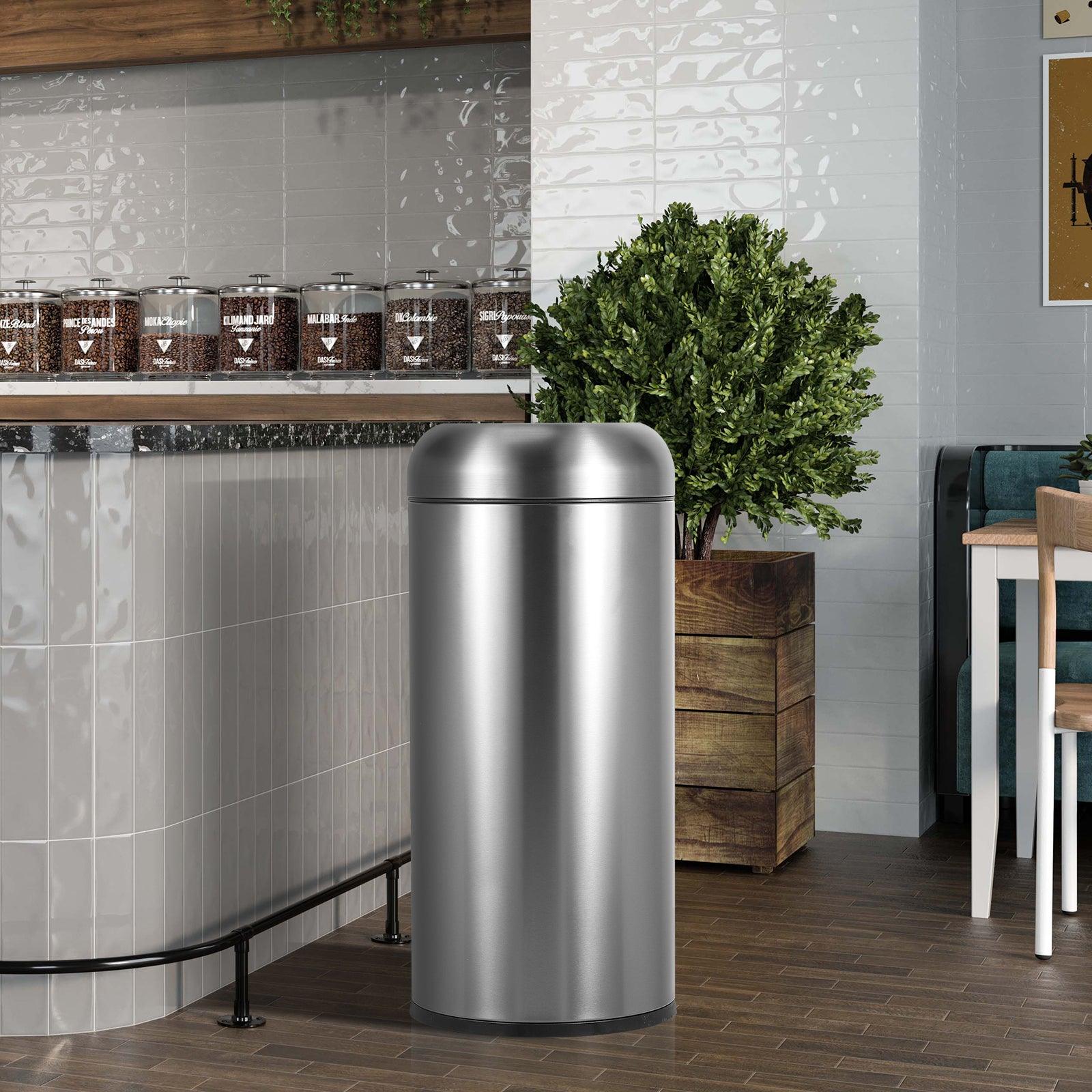 Beamnova 90L/24 Gallon Gunmetal Gray Metallic Round Stainless Steel Trash Can Open Top for Restaurant Bar Counter - Beamnovaus.com