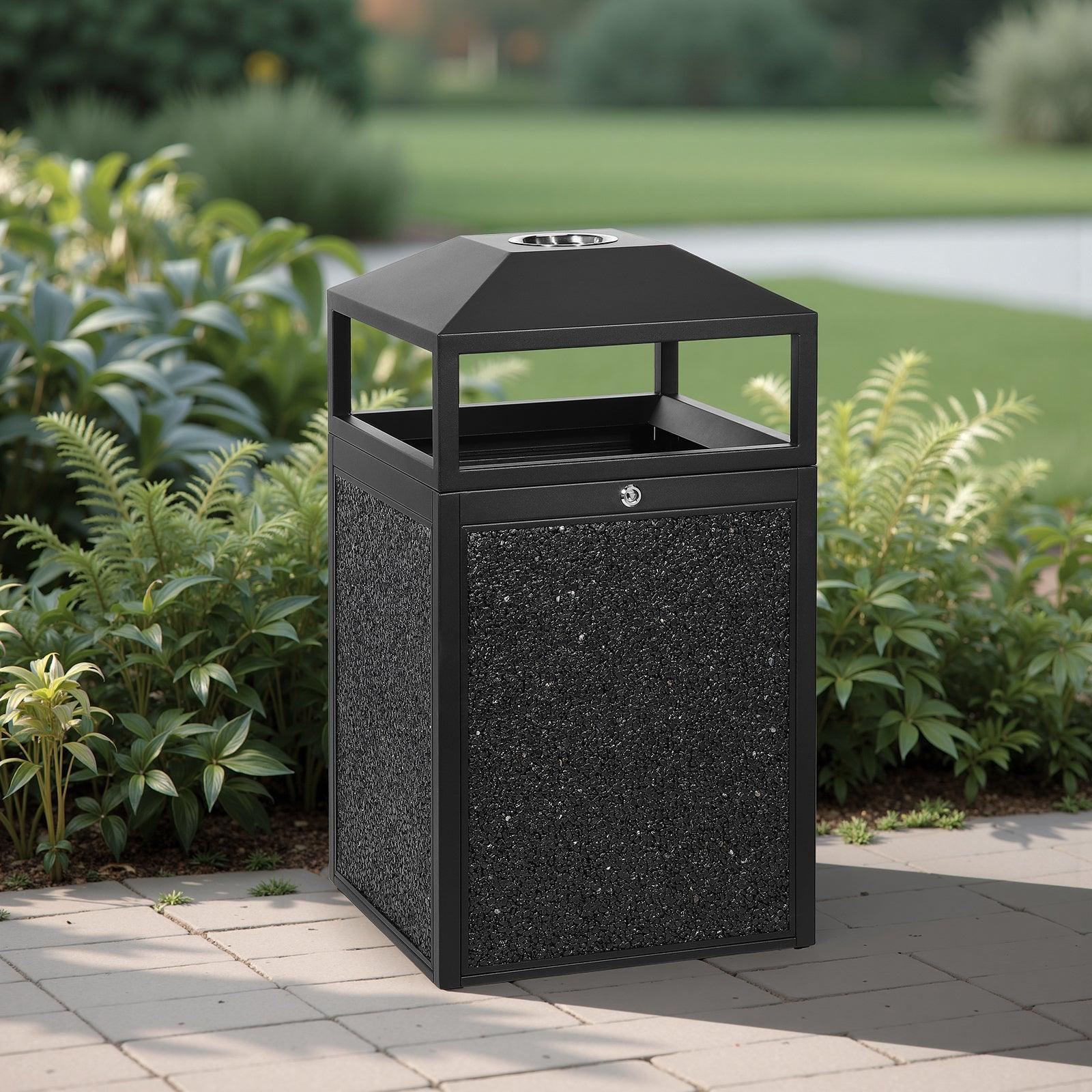 BEAMNOVA US 24 Gallon Metal Outdoor Waste Bin for Public Parks - Beamnovaus.com