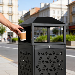 BEAMNOVA US Commercial Trash Can - Durable Perforated Trash Can for Sidewalks - Beamnovaus.com