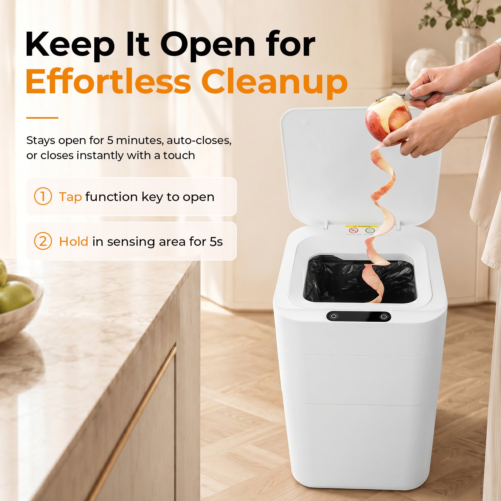 BEAMNOVA US 8 Gallon Self-Sealing & Self-Changing Smart Trash Can for Home Use- Beamnovaus.com
