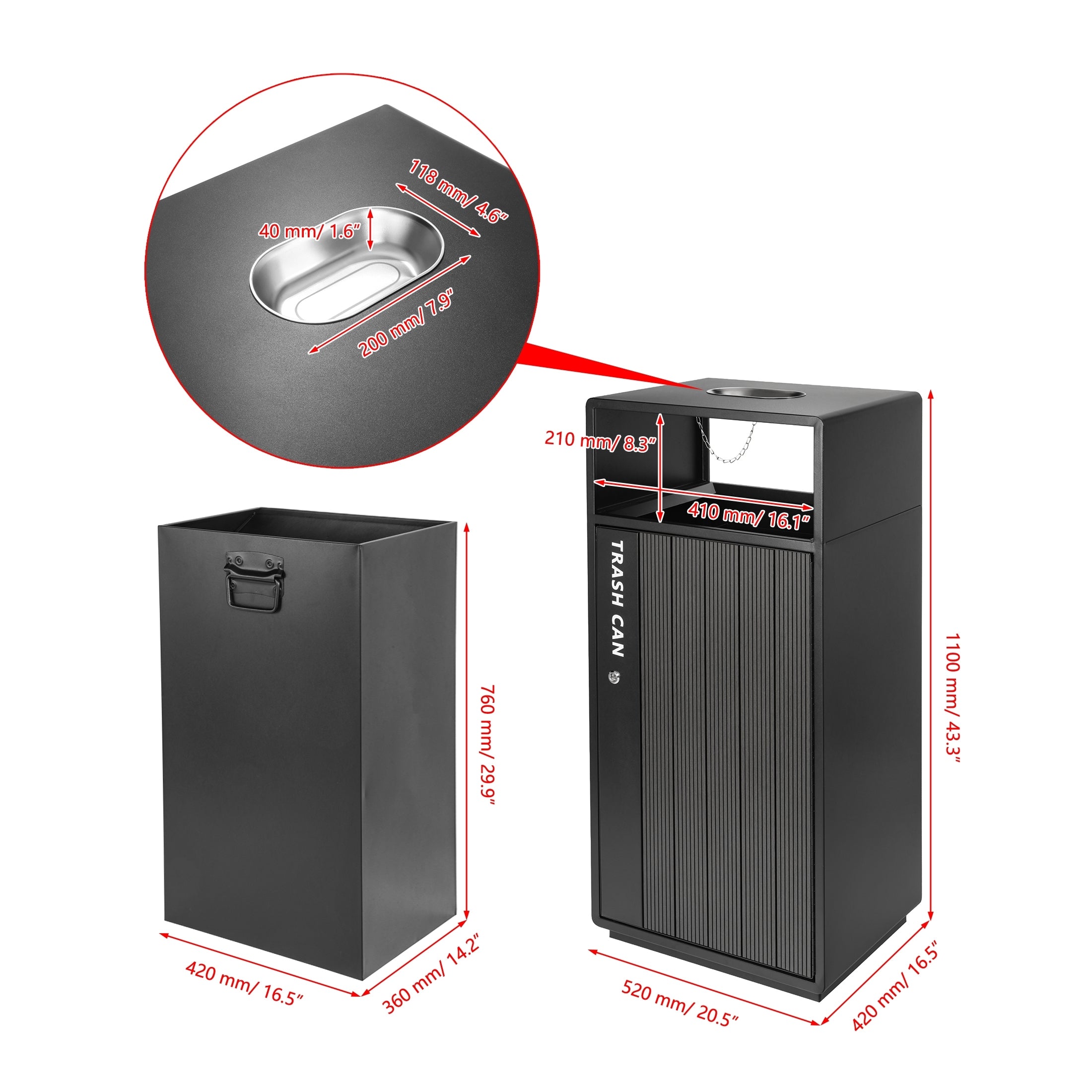 BEAMNOVA US 30 Gallon Large Capacity Commercial Hotel Trash Can -Beamnovaus.com